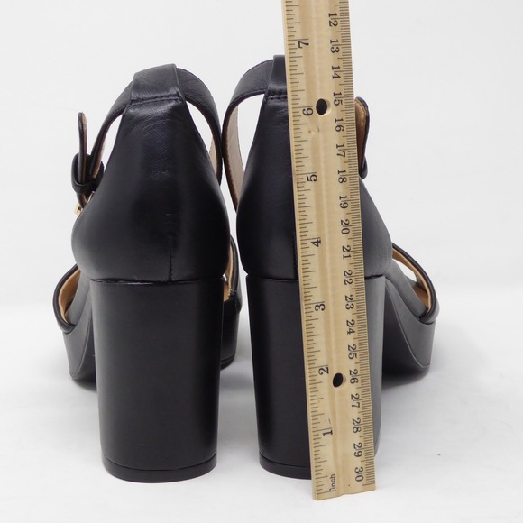 NEW Naturalizer Pearlyn Black Leather Platform Ankle Strap Block Heels 9W - Picture 5 of 8